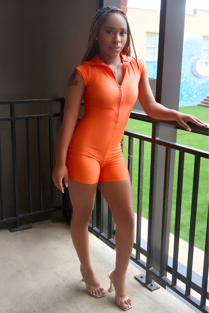 Sultry Taste Romper - Orange