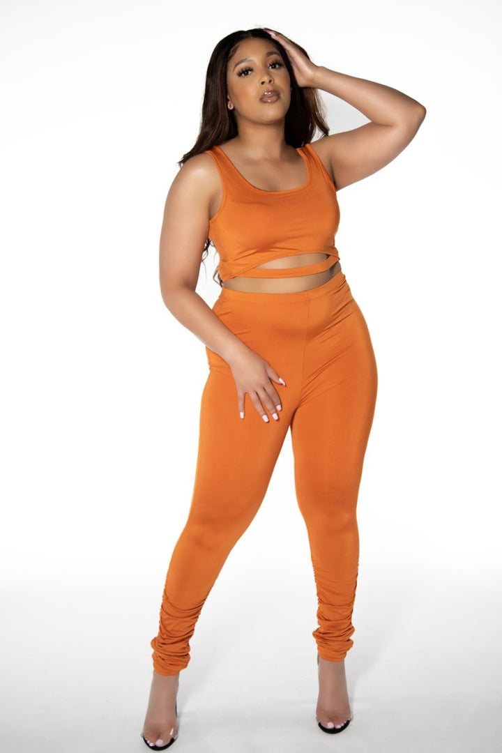 On His Mind Pant Set - Orange