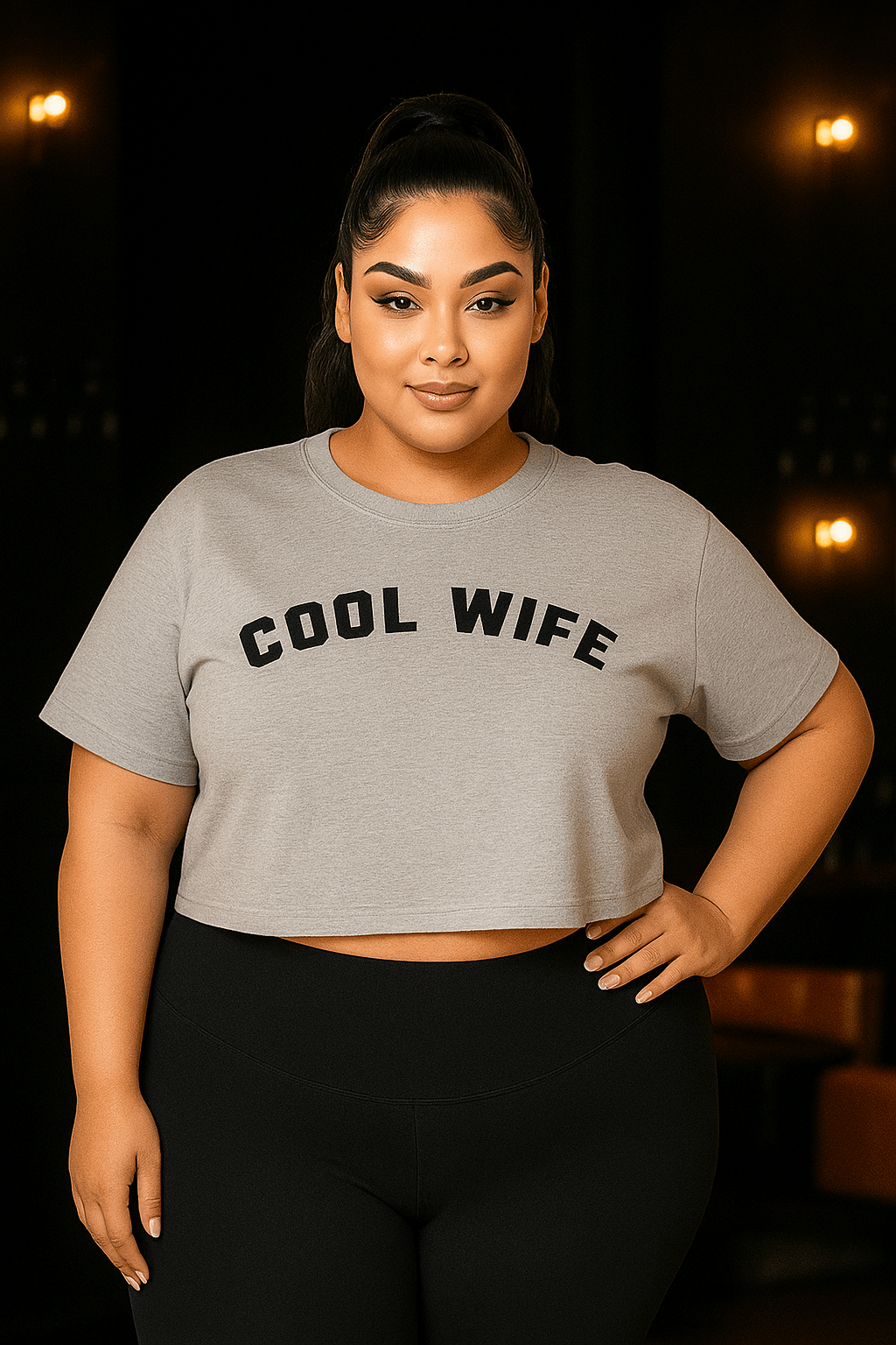 Cool Wife Crop Top Tee Curvy
