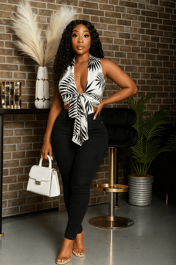 Sultry Desires Front Tie Crop Top