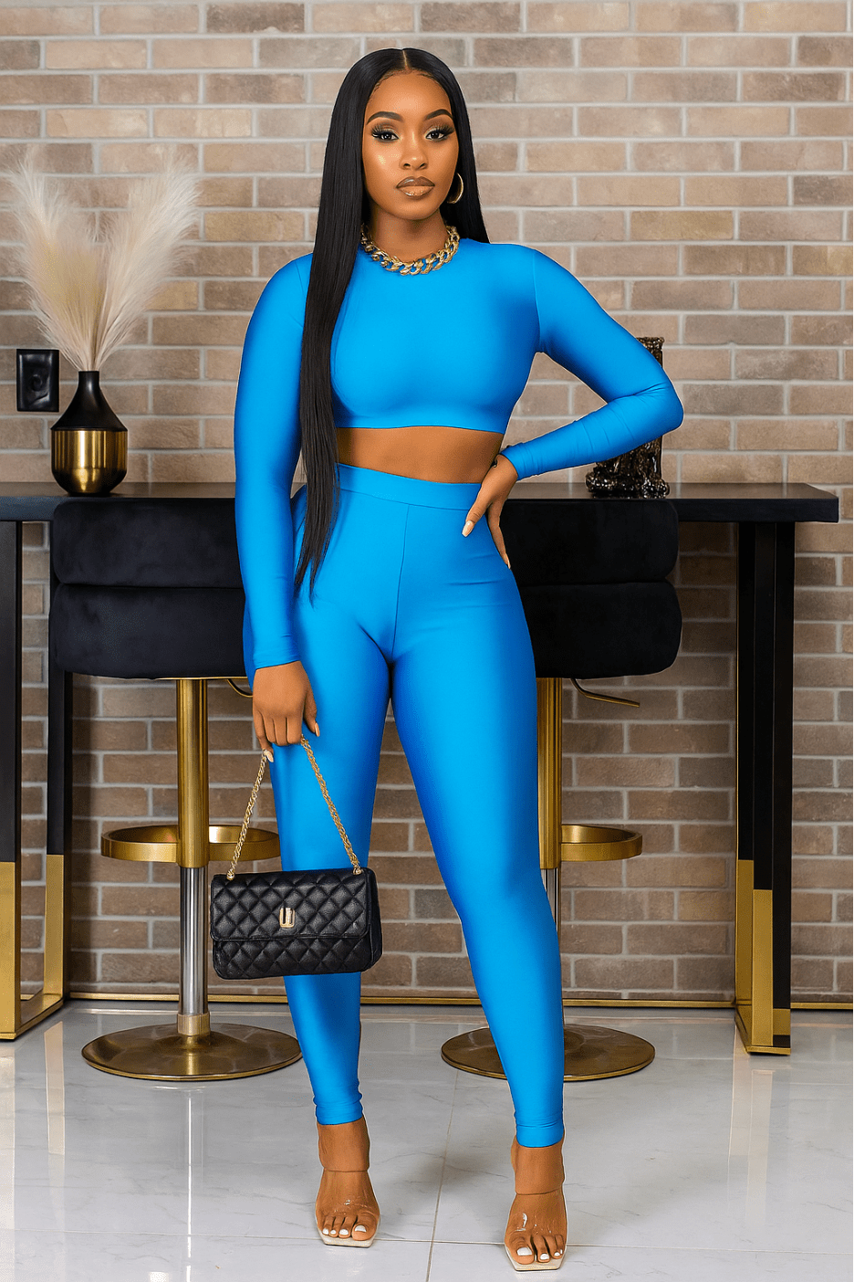 Hot Stuff High Waist Leggings - Turquoise