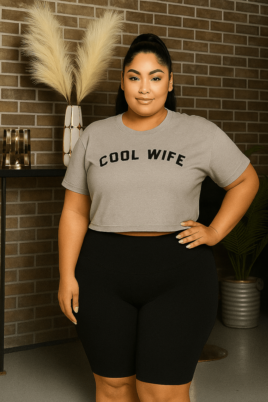 Cool Wife Crop Top Tee Curvy