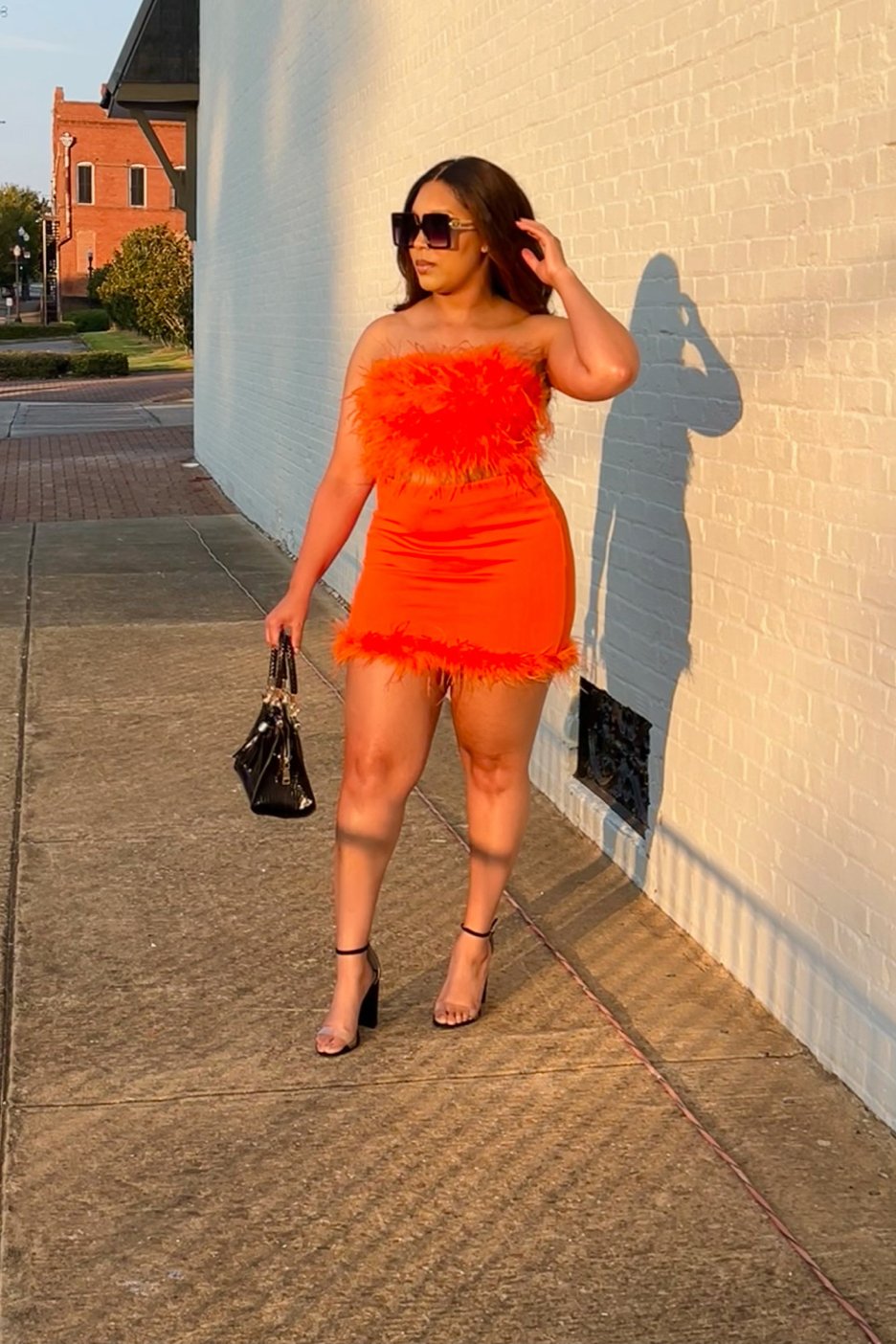 Sitting Courtside Feathered Skirt Set