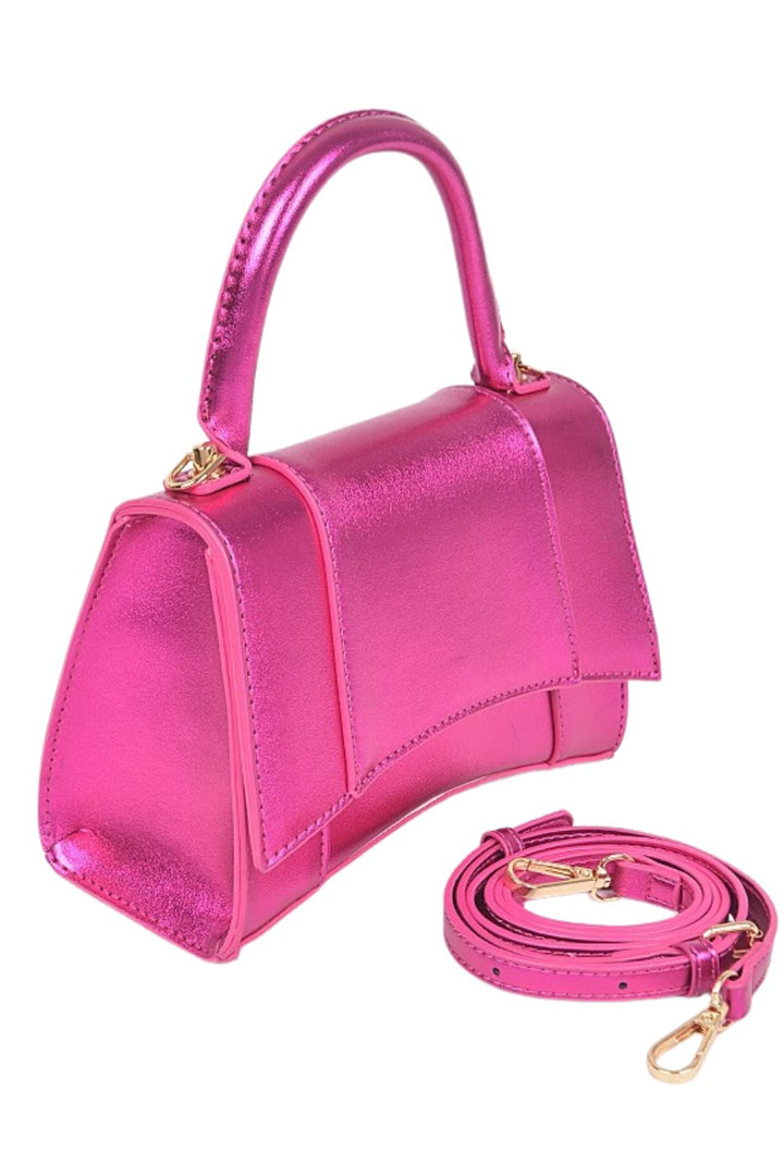 Spicy Girl Metallic Handbag - Fuchsia