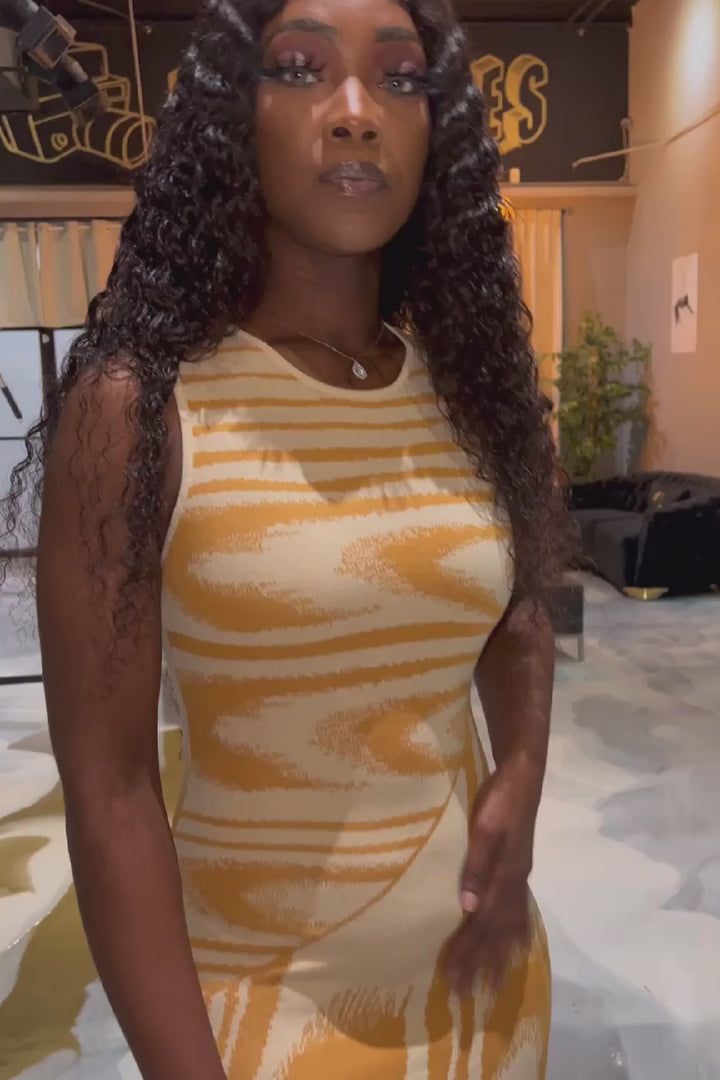 Whatever You Like Midi Dress - Gold/Cream