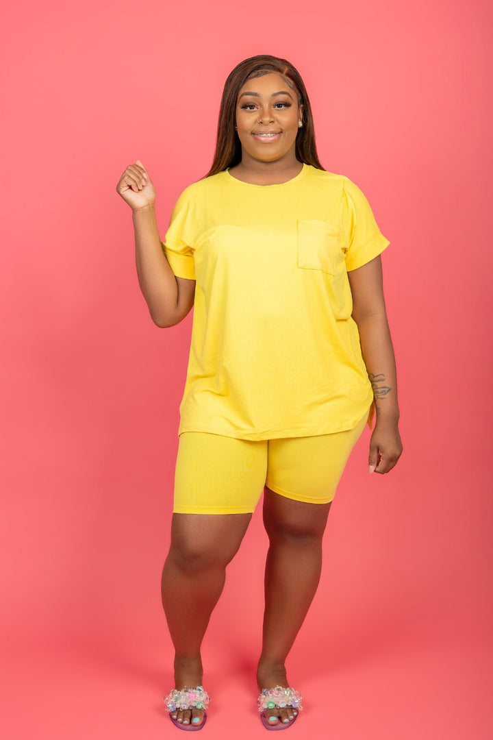 Easy On Me Short Set - Yellow