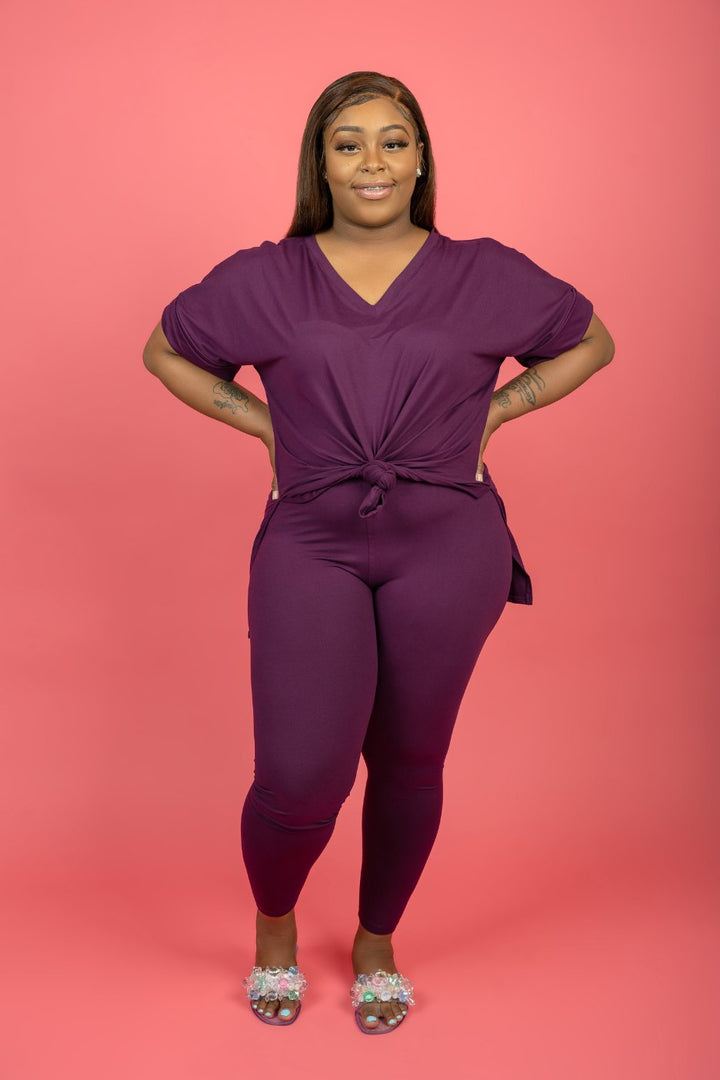 Take It Easy Pant Set - Deep Purple