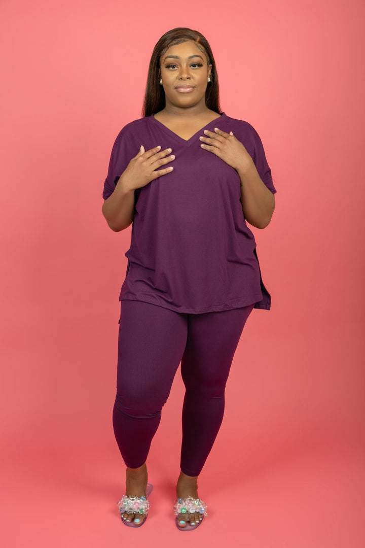 Take It Easy Pant Set - Deep Purple