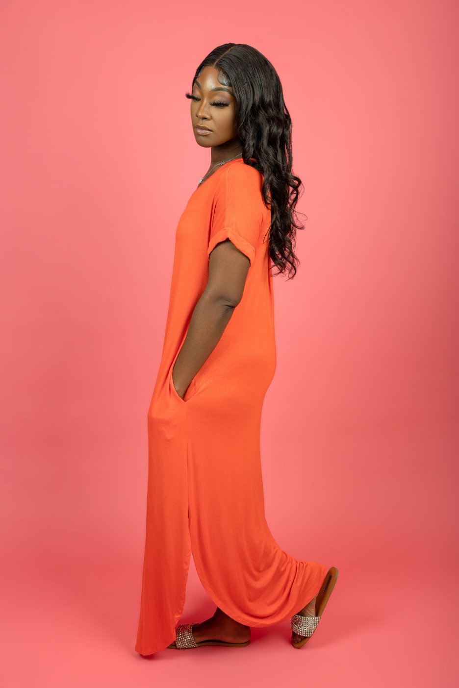 The Essentials Oversized Maxi Dress - Orange