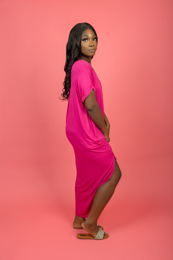 The Essentials Oversized Maxi Dress - Fuchsia