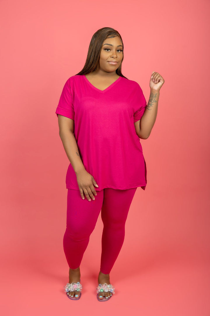Take It Easy Pant Set - Fuchsia