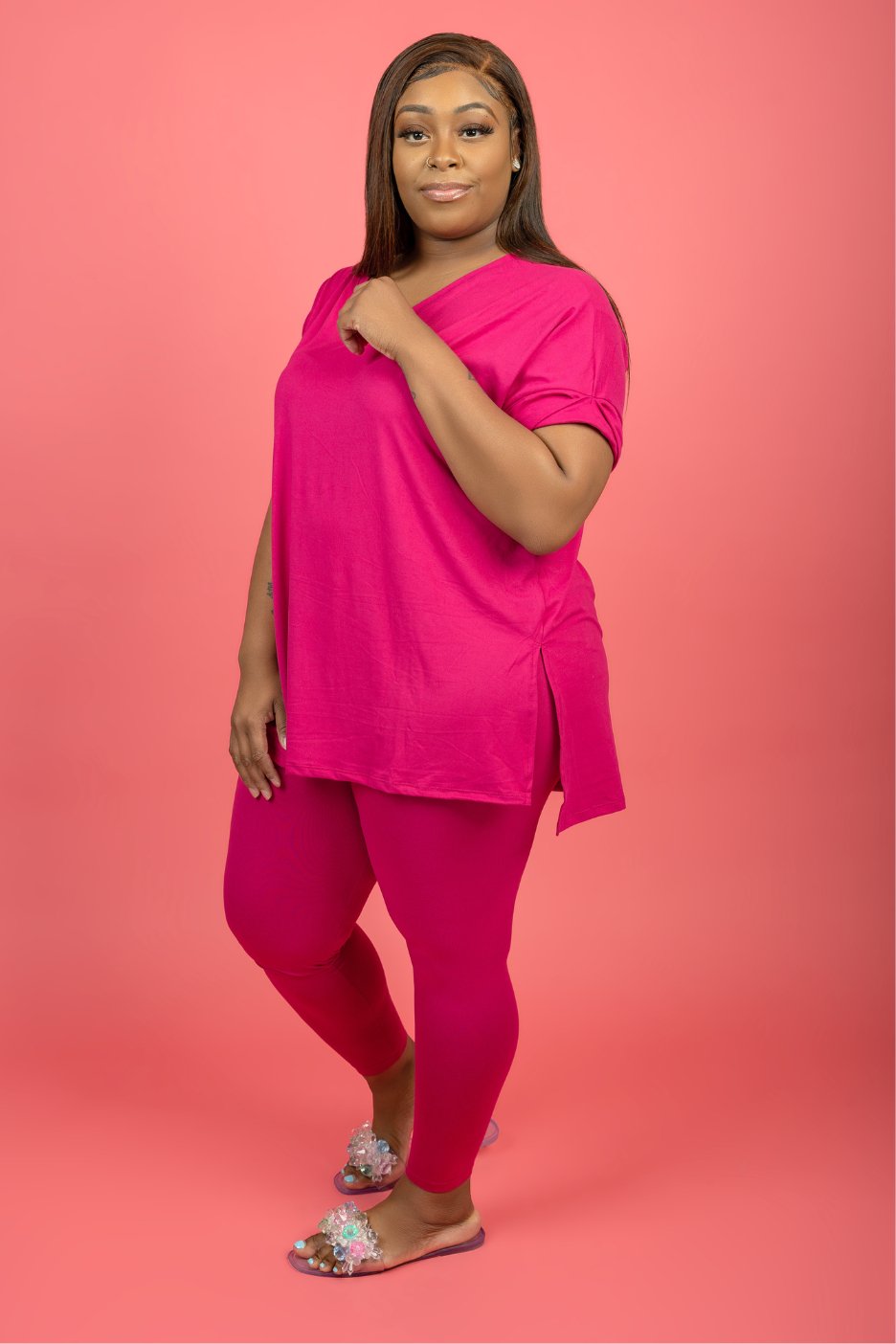 Take It Easy Pant Set - Fuchsia
