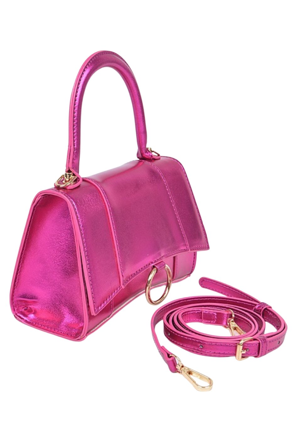 Sweet Girl Metallic Handbag - Fuchsia