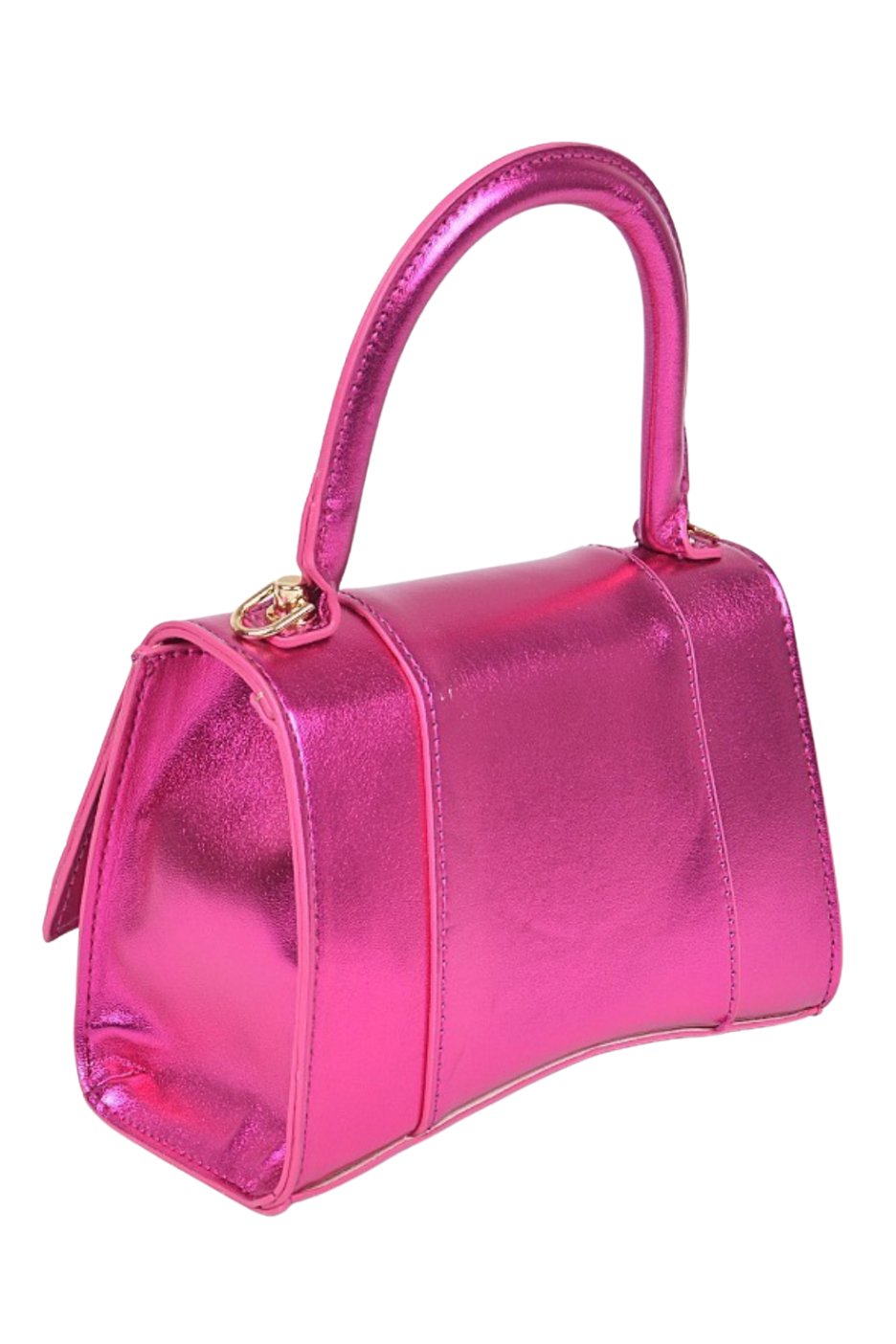Sweet Girl Metallic Handbag - Fuchsia