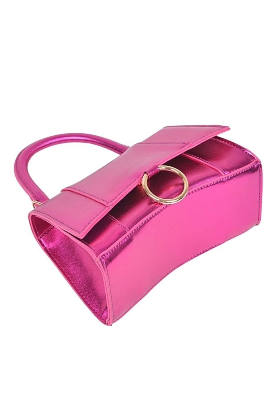Sweet Girl Metallic Handbag - Fuchsia