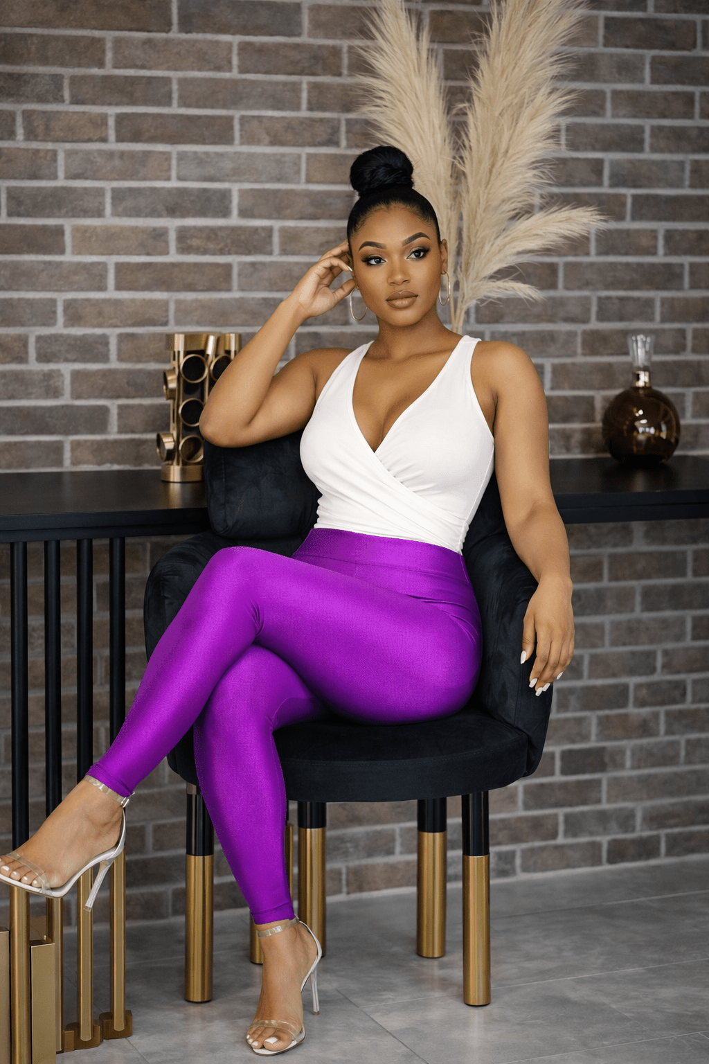 Hot Stuff High Waist Leggings - Purple