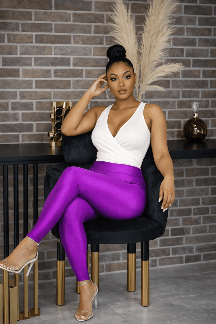 Hot Stuff High Waist Leggings - Purple